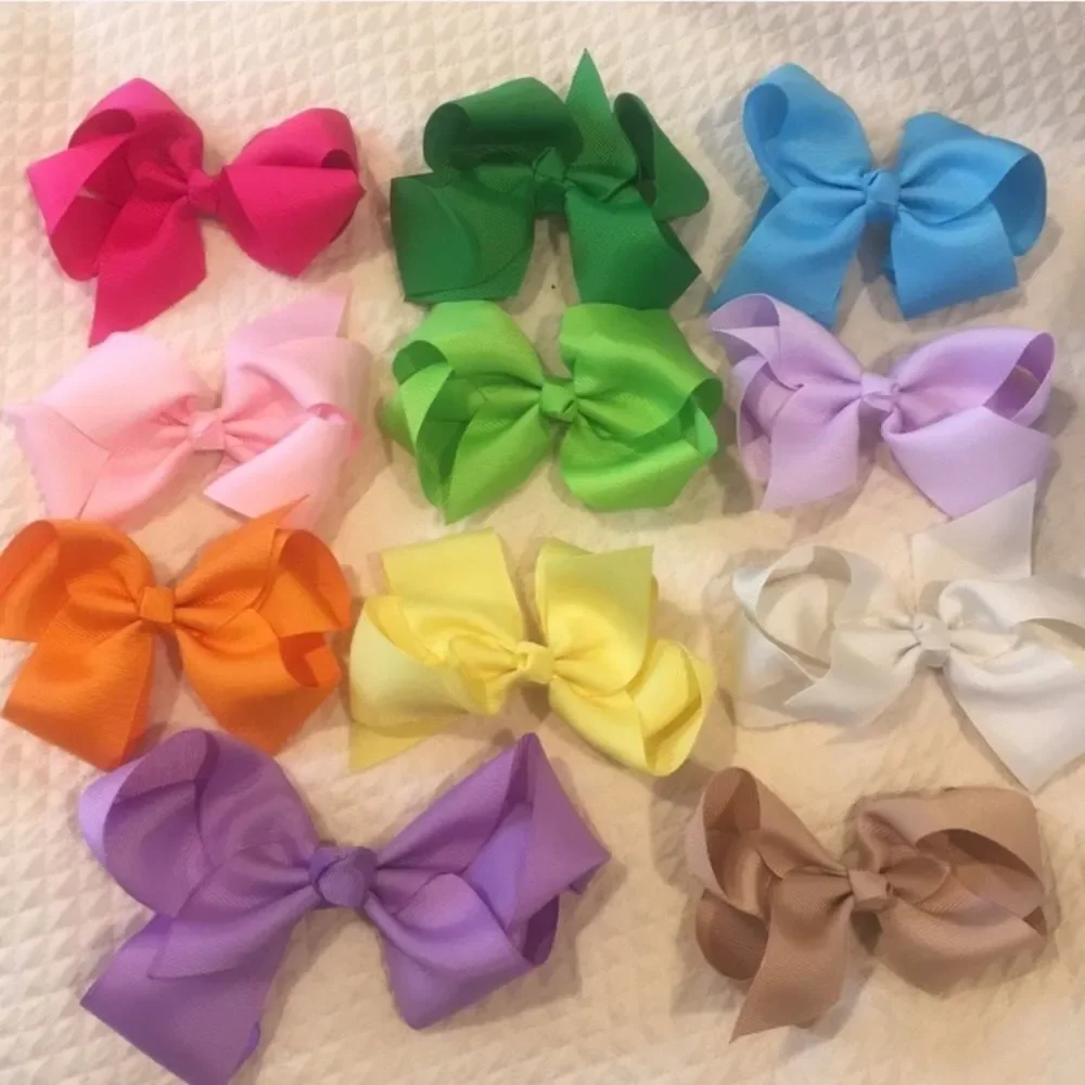 11 Rainbow Color Grosgrain Bows - 10-4.5” Bows & 1-6” Purple Bow
